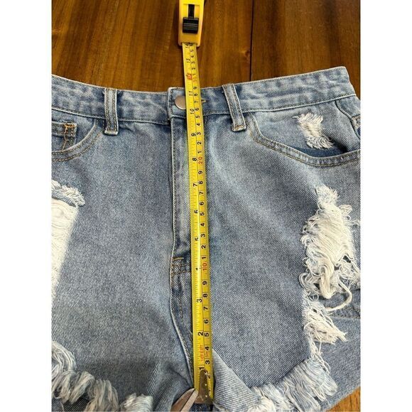 Womens Denim Cutoff Distressed Shorts High Rise Size 29 - Picture 7 of 8